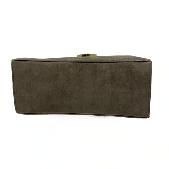 Auth Salvatore Ferragamo Gancini - Gray Beige Suede Handbag - Picture 5 of 9